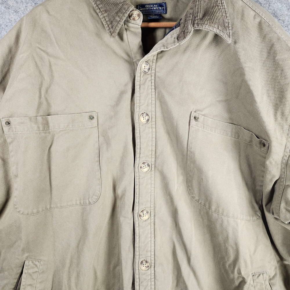 Great Northwest Men 4XL Khaki‎ Cotton Flannel Lined Chore Coat Plaid Workwear - Picture 14 of 16